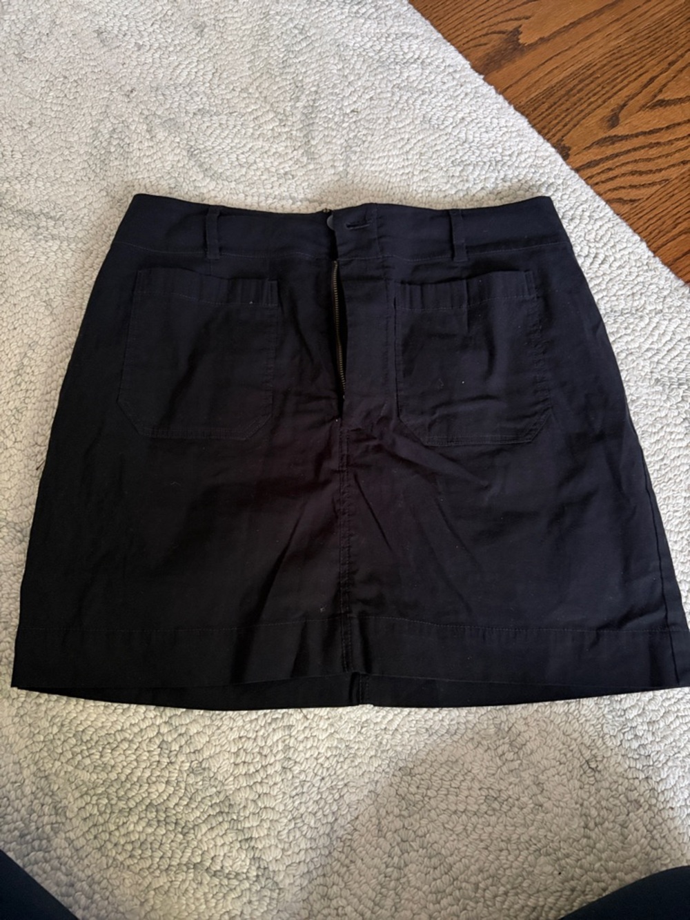 Maeve Black Mini Skirt with Front Patch Pockets